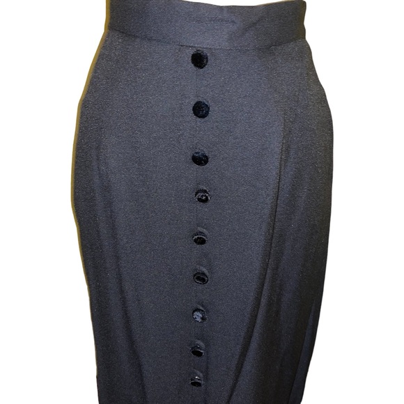 Scarlett Women’s 2 Pc Skirt Set Black Velvet Cuffs Neck Buttons Size 7/8 Vintage - Picture 8 of 11